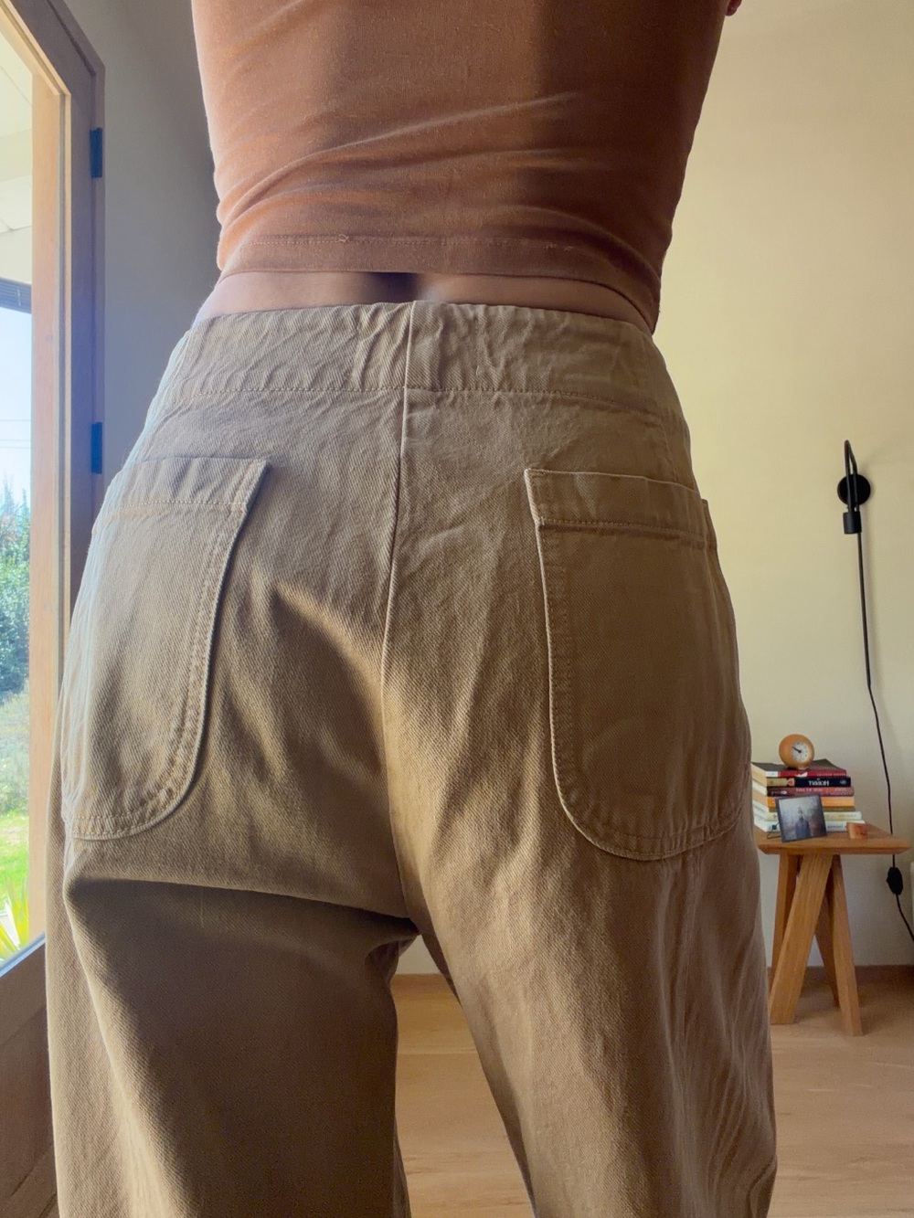 High-Rise Wide-Leg Pants in Light Tan - Picture 4 of 15